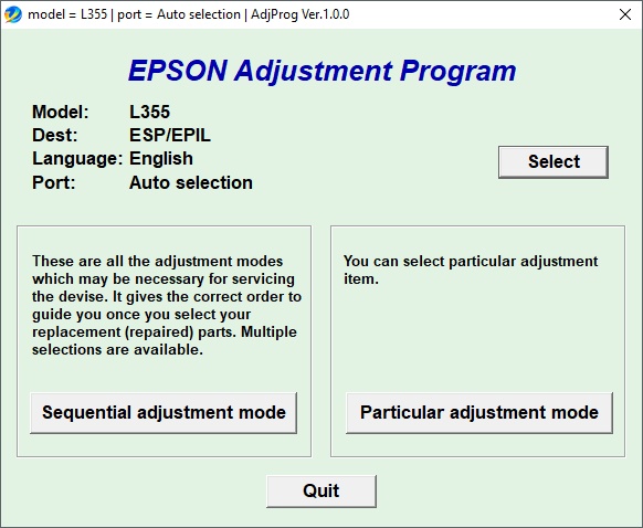 Epson L355 Resetter