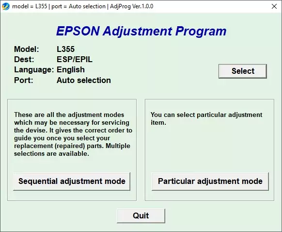 Epson L355 Resetter