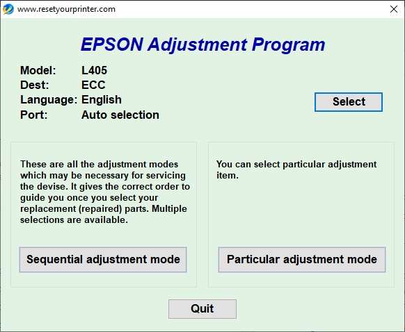Epson L405 Resetter Printer