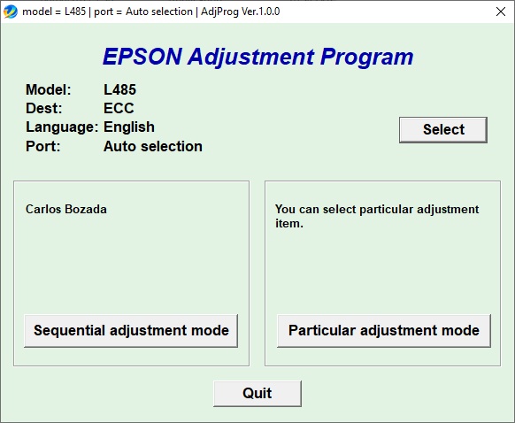 Epson L485 Resetter