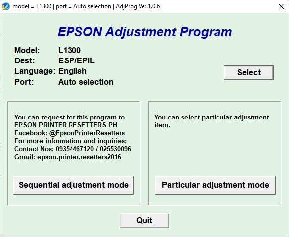 Epson L1300 Resetter