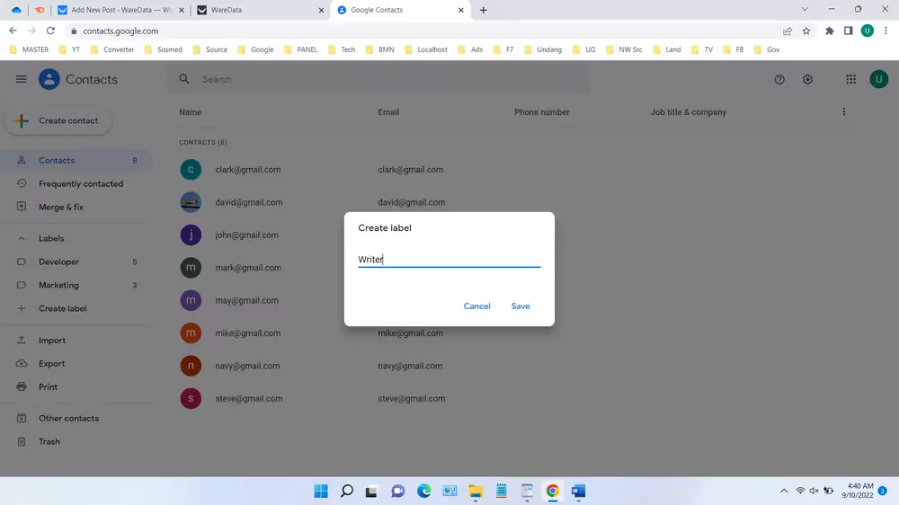How To Create an Email List In Gmail - Step 2