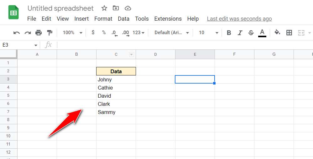 How to Create a Dropdown in Google Sheets - Step 2