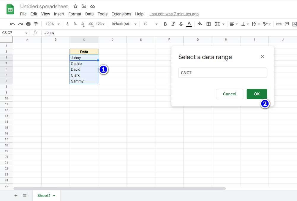 How to Create a Dropdown in Google Sheets - Step 4