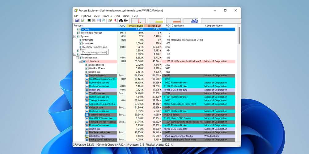 Process Explorer Windows Software