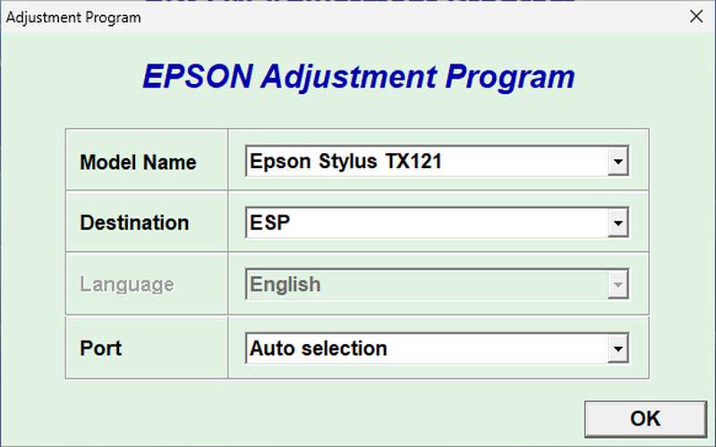 Epson TX121 Resetter Adjustment Program