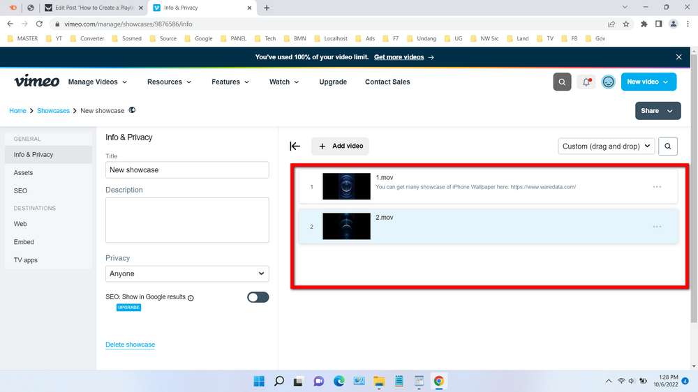 How to Create a Playlist on Vimeo - Step 5