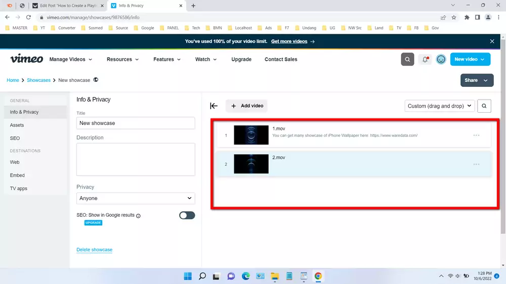 How to Create a Playlist on Vimeo - Step 5
