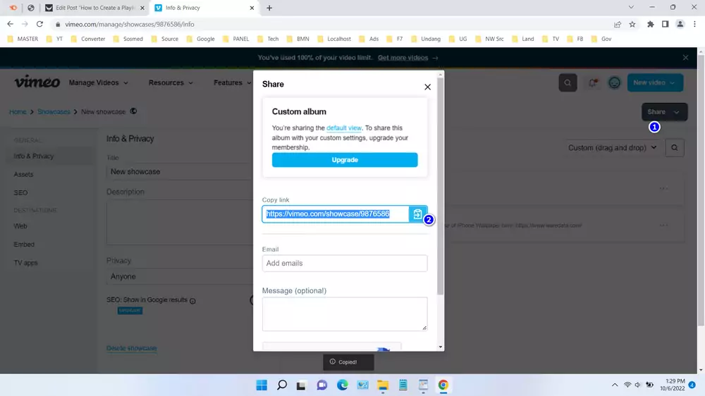 How to Create a Playlist on Vimeo - Step 6