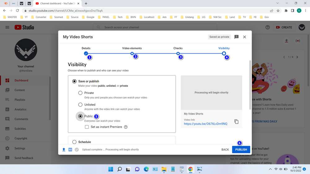 How to Upload Youtube Shorts From PC - Step 3