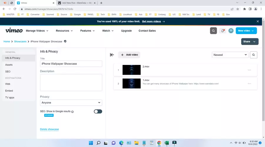 how to create a playlist on vimeo