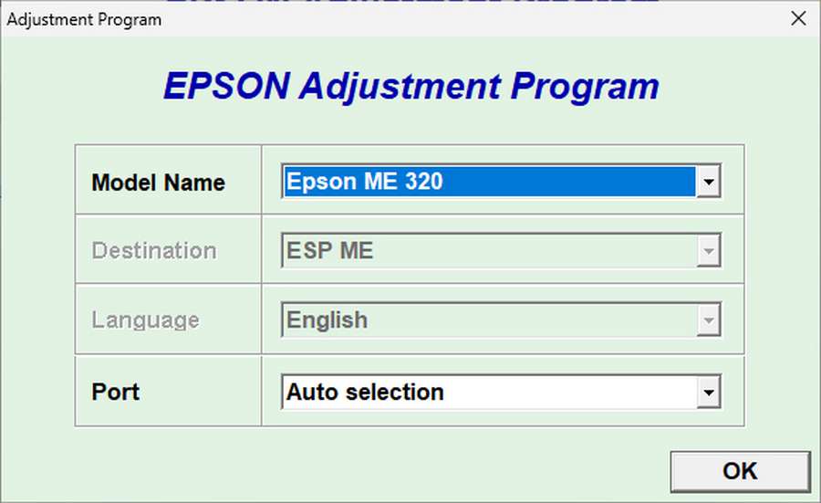 Epson ME320 Resetter Adjustment Program