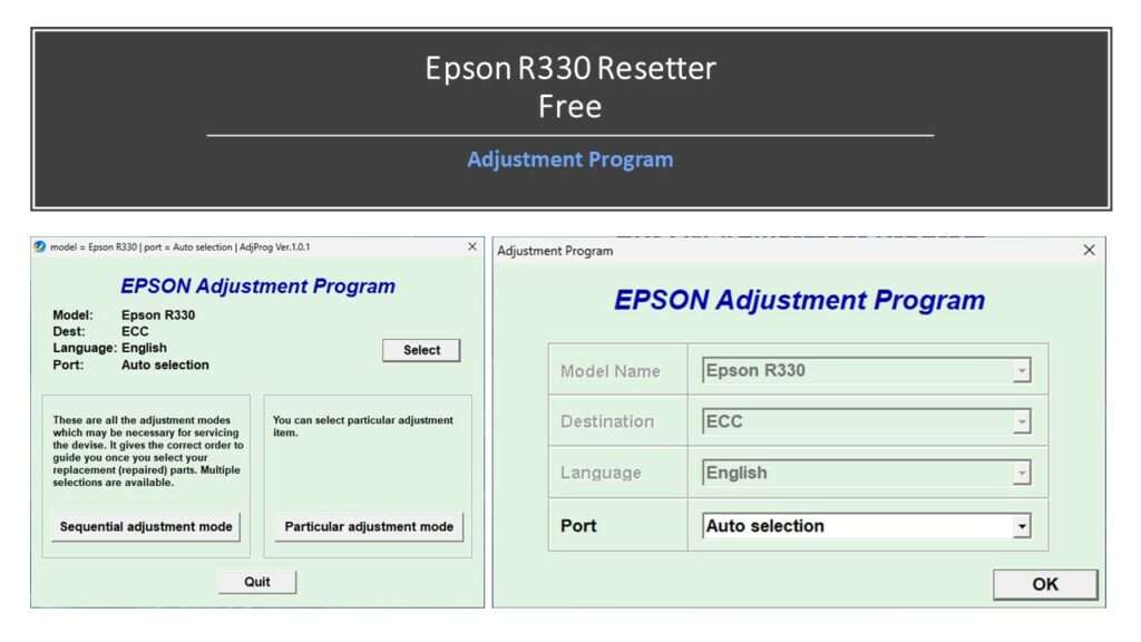 Epson R330 Resetter Adjustment Program for Free