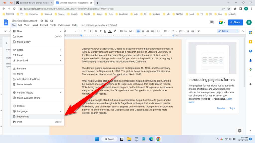 How to Change Margins in Google Docs - Step 1