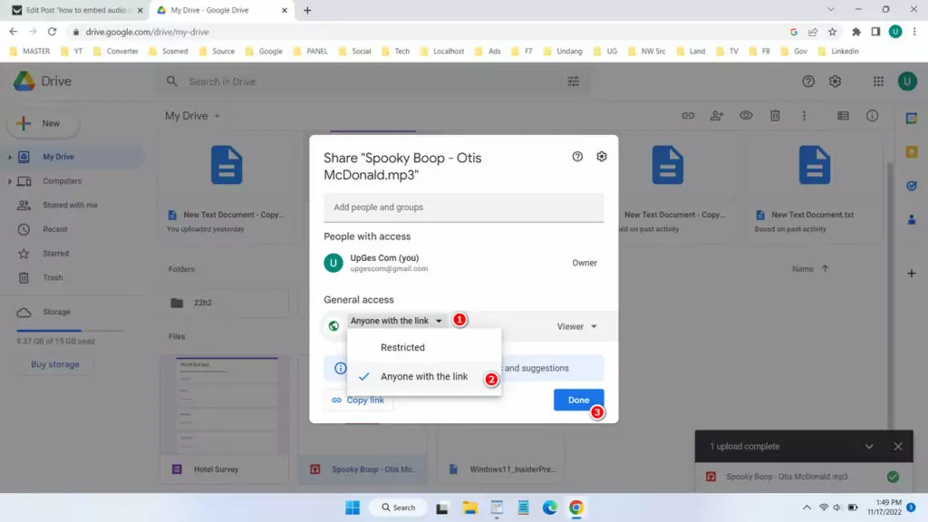 How to Embed Audio in Google Drive - Step 4