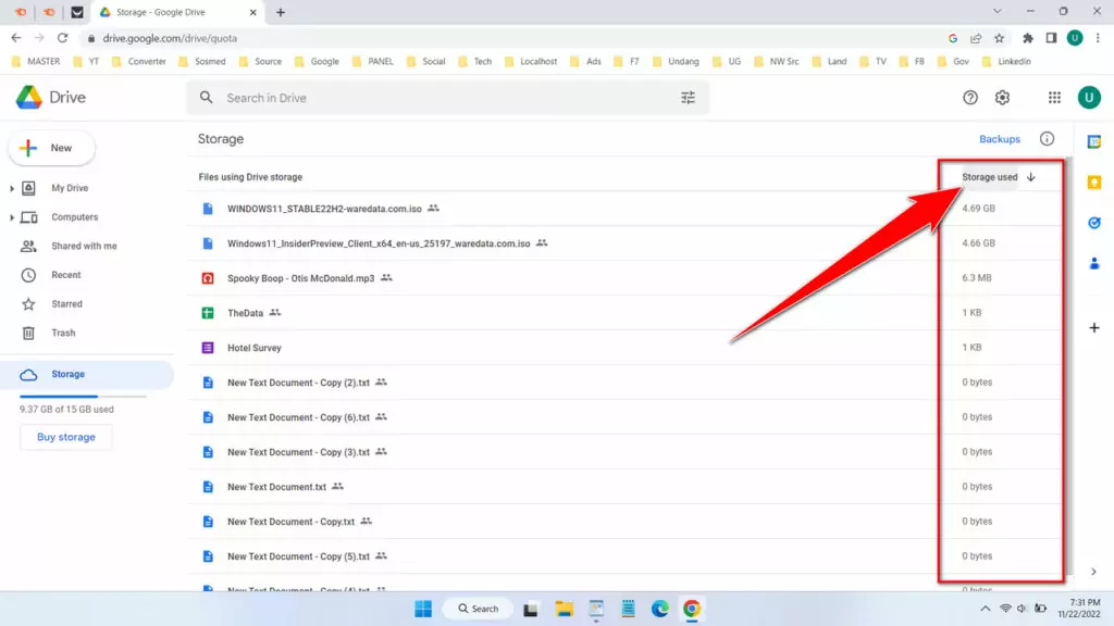 How to Find Large Files in Google Drive - Step 2