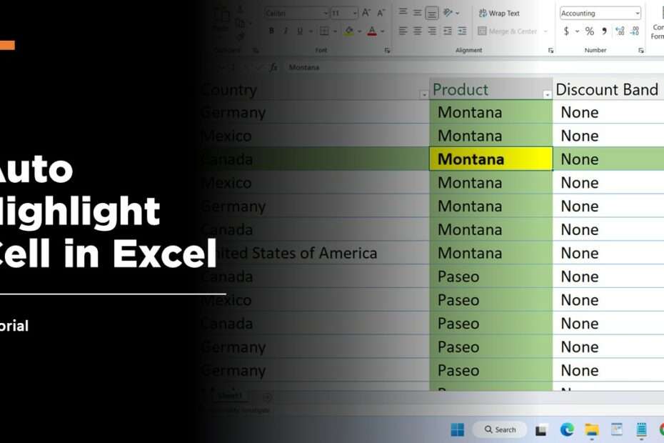 Auto Highlight Cell in Excel