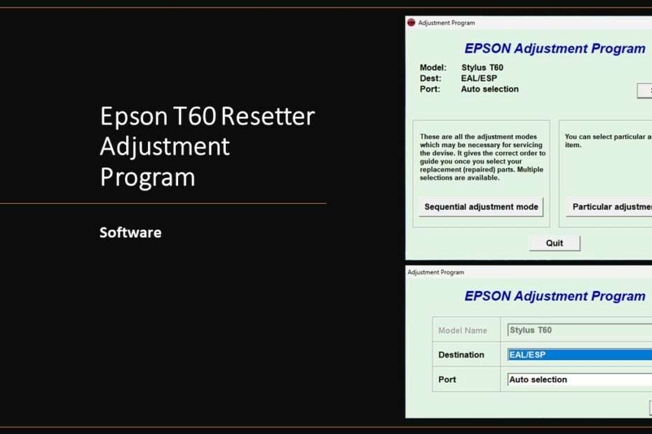 Epson Printer T60 Resetter Adjustment Program