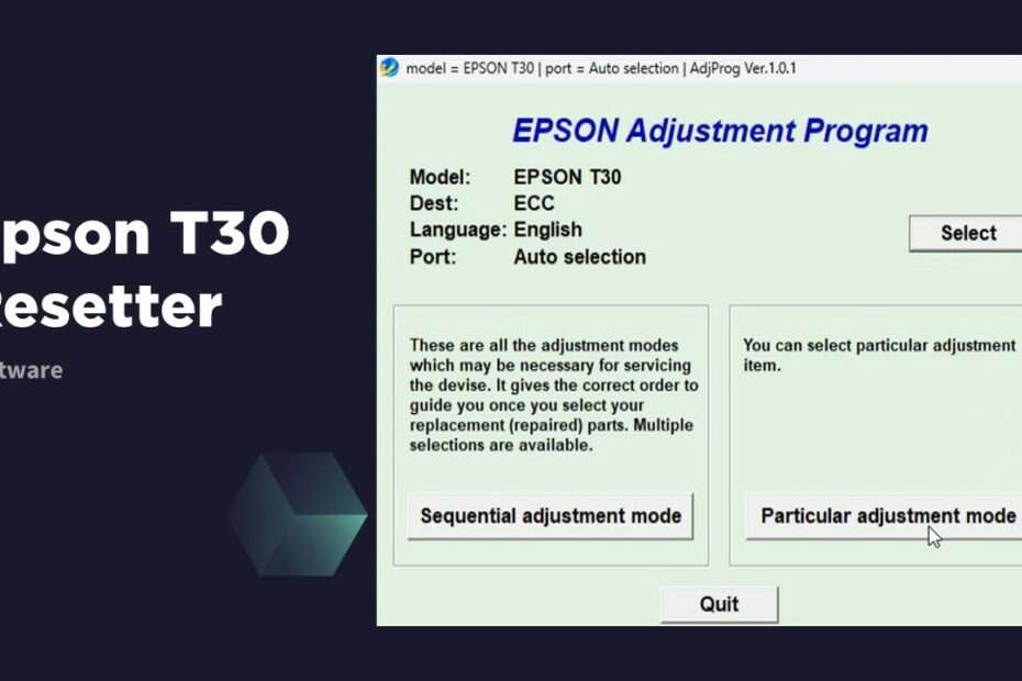 Epson T30 Resetter Software