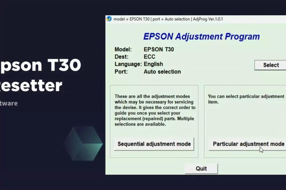 Epson T30 Resetter Software