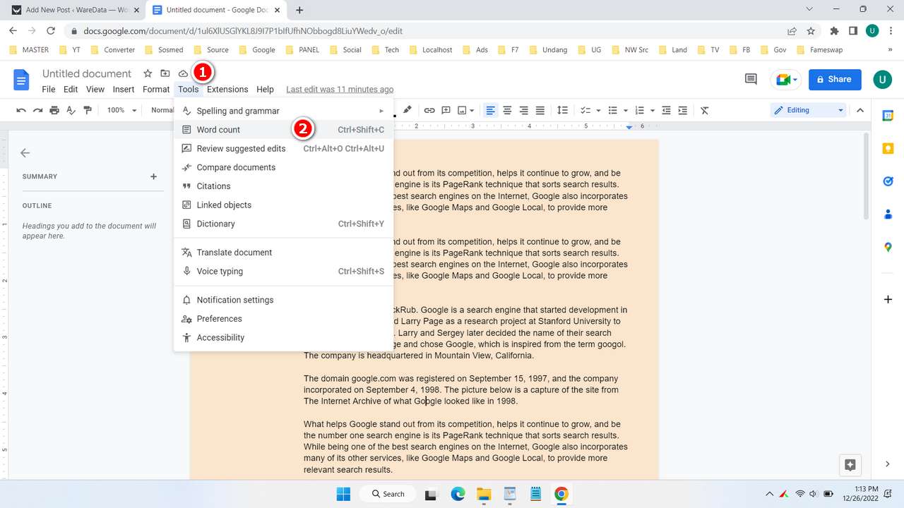 How to Check Word Count on Google Docs - WareData | Tech enthusiast