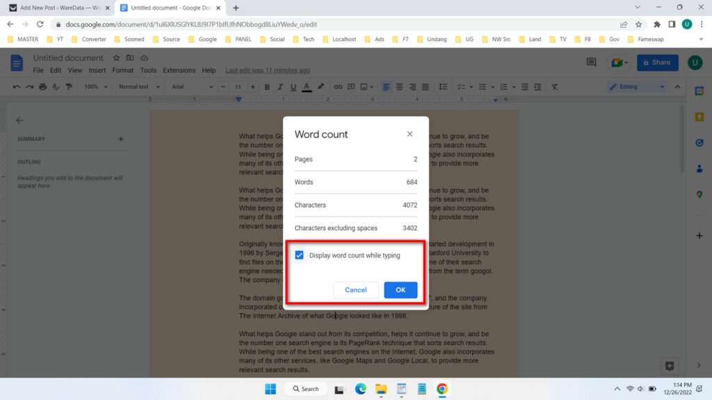 How to Check Word Count on Google Docs - Step 2