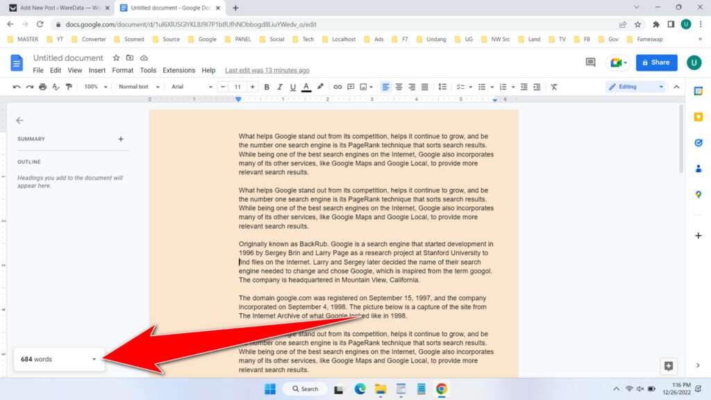 How to Check Word Count on Google Docs - Step 3