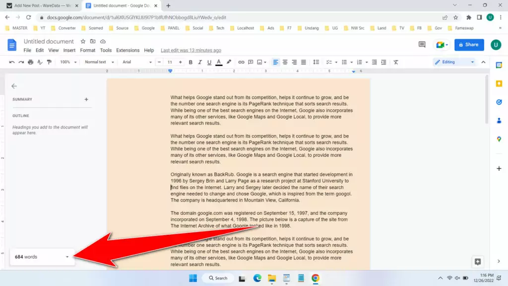 How to Check Word Count on Google Docs - Step 3