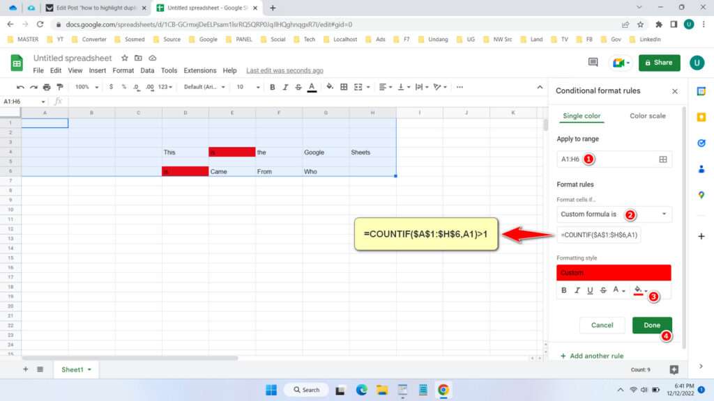 How to Highlight Duplicates in Google Sheets - Step 3