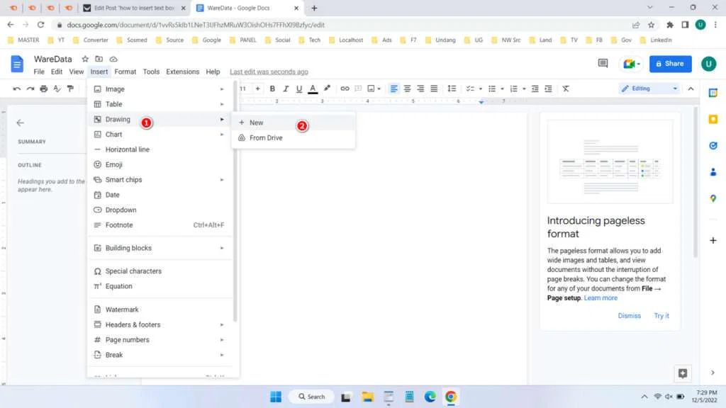 How to Insert Text Box in Google Docs 3 How to Insert Text Box in Google Docs - Step 2