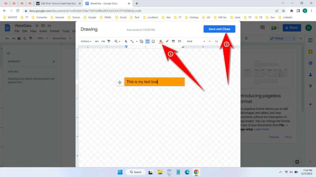 How to Insert Text Box in Google Docs 5 How to Insert Text Box in Google Docs - Step 4