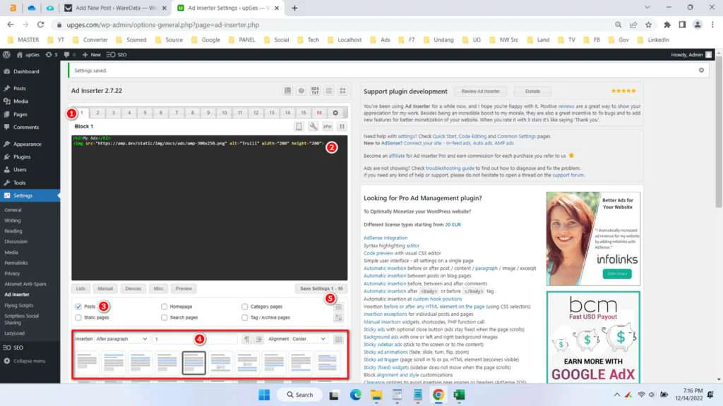 How to Put Ads on WordPress Website 6 How to Put Ads on WordPress Website - Step 5