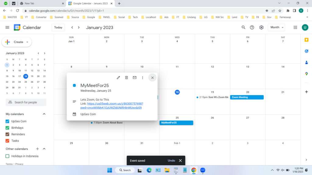 How to Add Zoom to Google Calendar Method 2 - Step 3