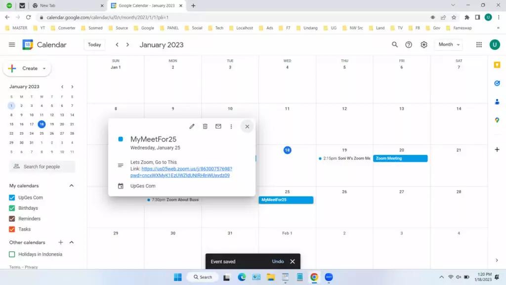 How to Add Zoom to Google Calendar Method 2 - Step 3