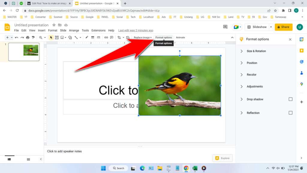 How to Make an Image Transparent in Google Slides - Step 3