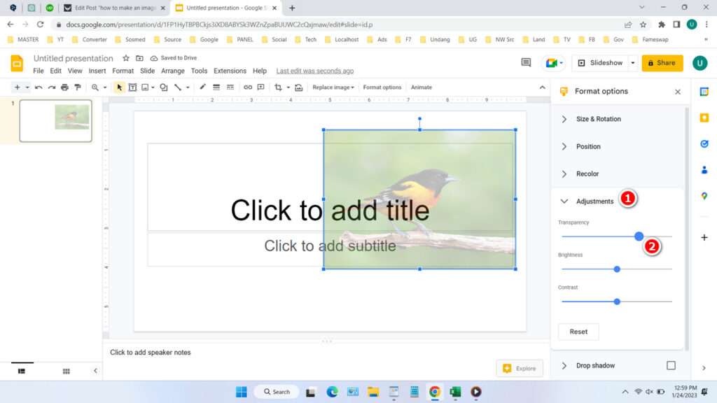 How to Make an Image Transparent in Google Slides - Step 4