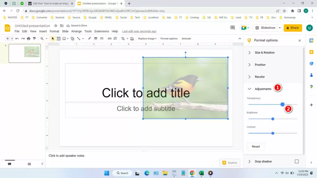 How to Make an Image Transparent in Google Slides - Step 4