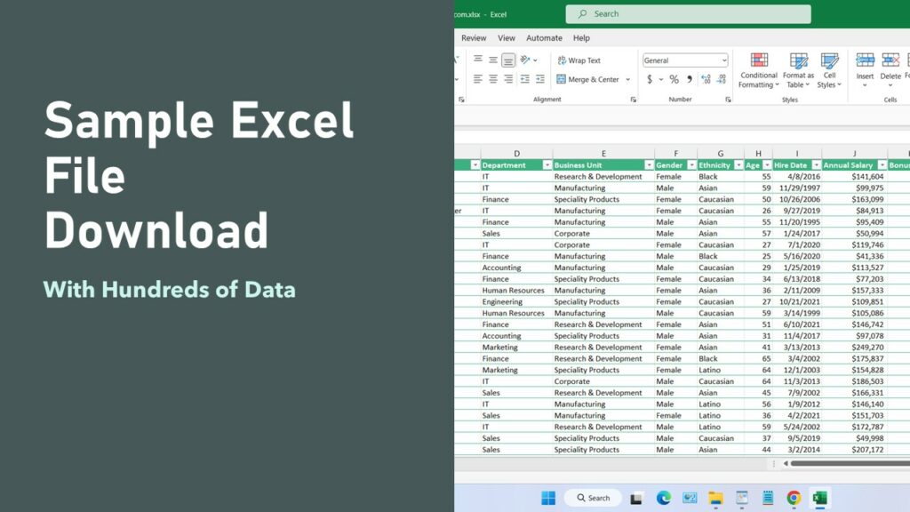 Sample Excel File .XLSX Download