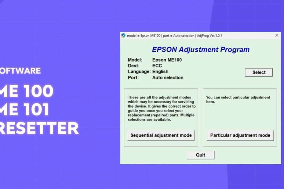 Epson Me100 & ME101 Resetter Adjustment Program