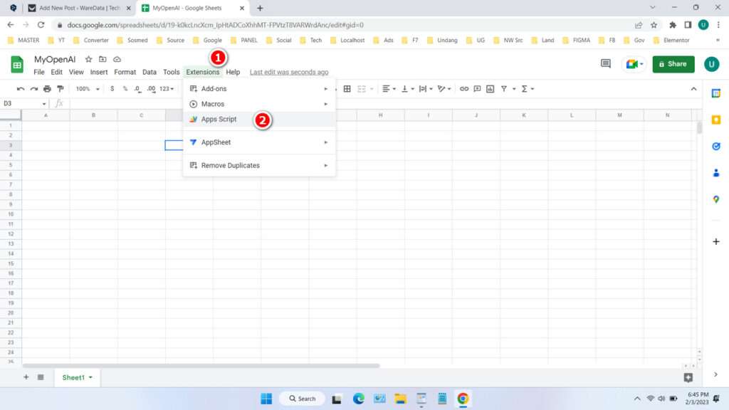 How to Use OpenAI in Google Sheets - Step 2