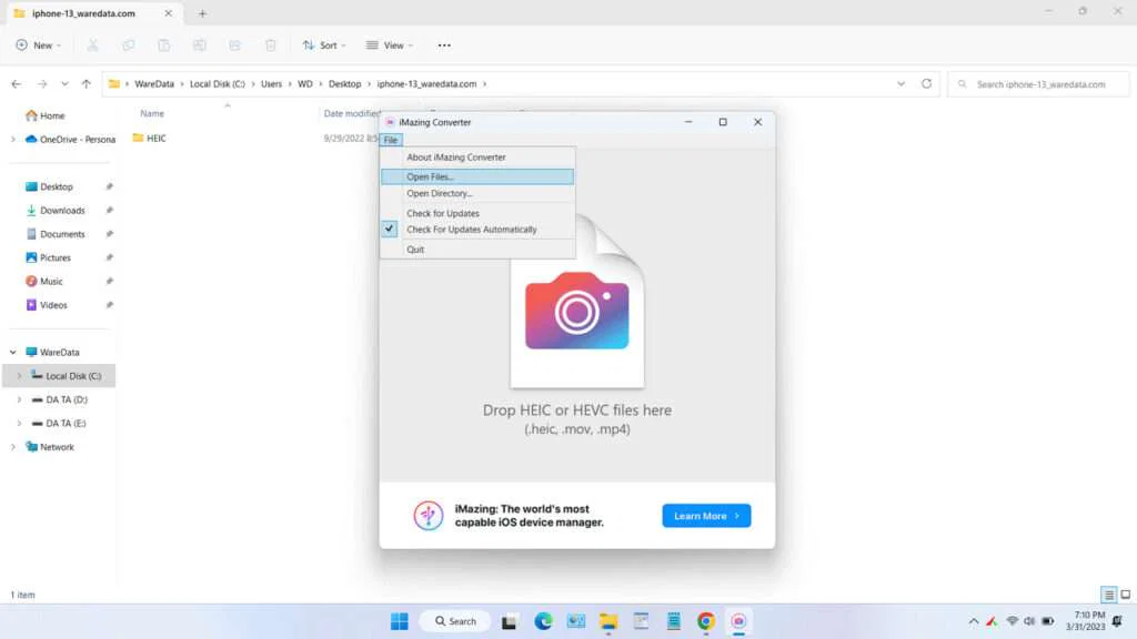 Heic to JPG Converter Windows Software 2 Heic to JPG Converter - Step 1