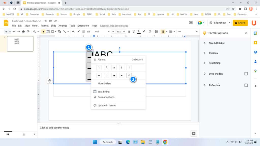 How to Make Checkboxes in Google Slides Method 2 - Step 2