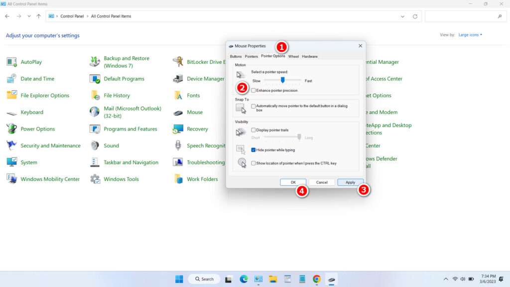 How to Turn off Mouse Acceleration Windows 11 - Step 4