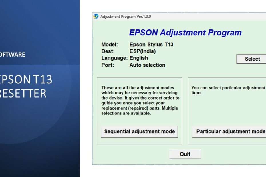 EPSON T13 RESETTER SOFTWARE