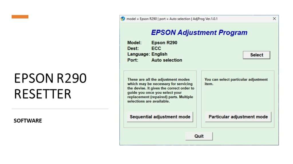 EPSON R290 RESETTER PRINTER