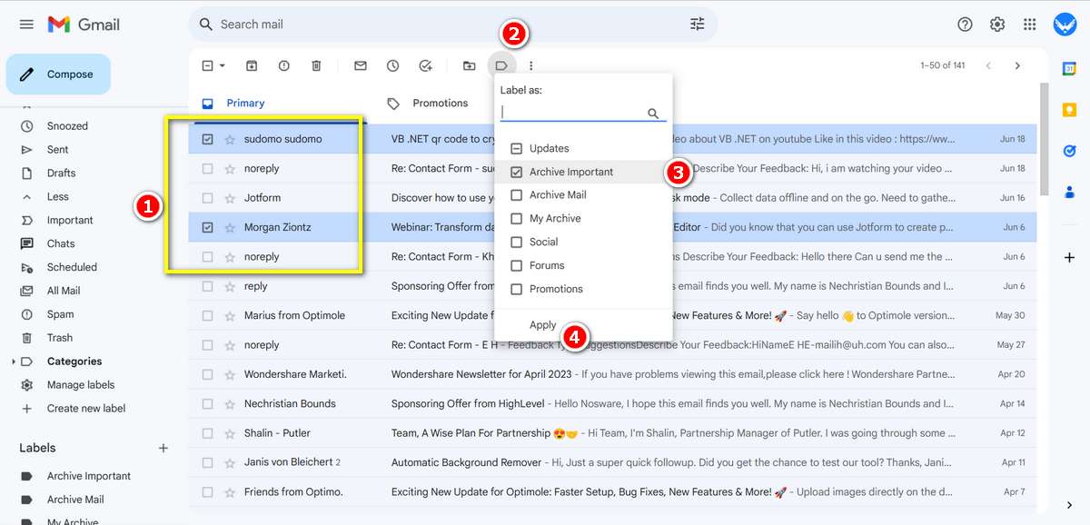 how access archive in gmail