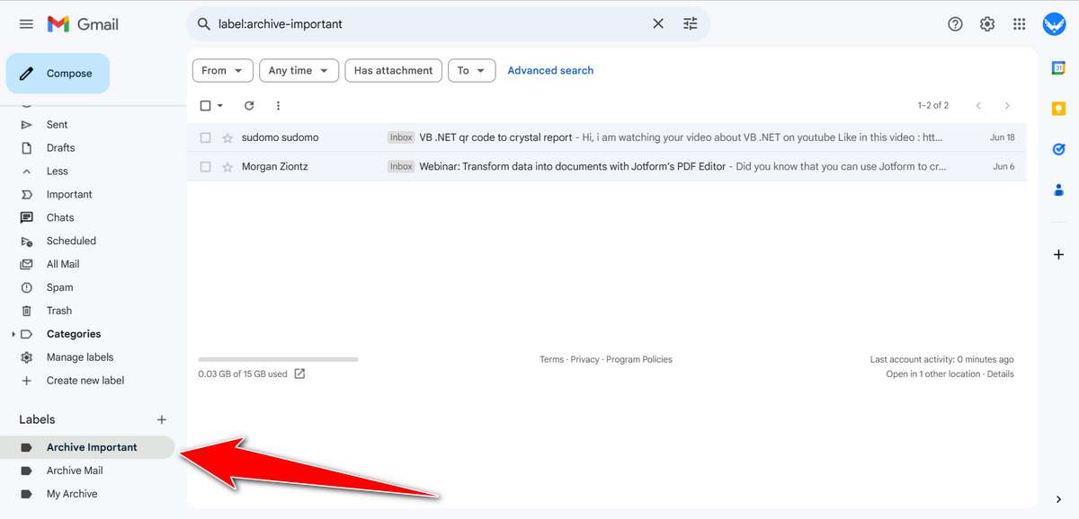 how do i access my archive in gmail