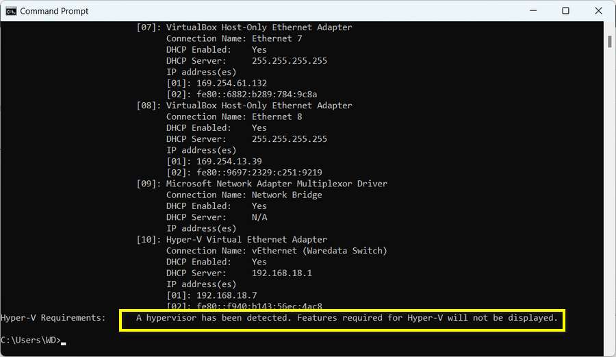 Hyper-V in Command Prompt