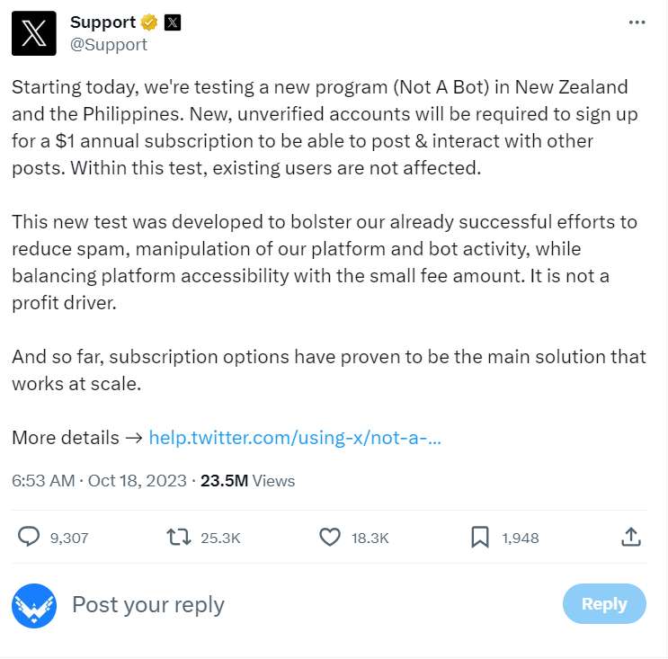 You'll Need to Pay for New X Account