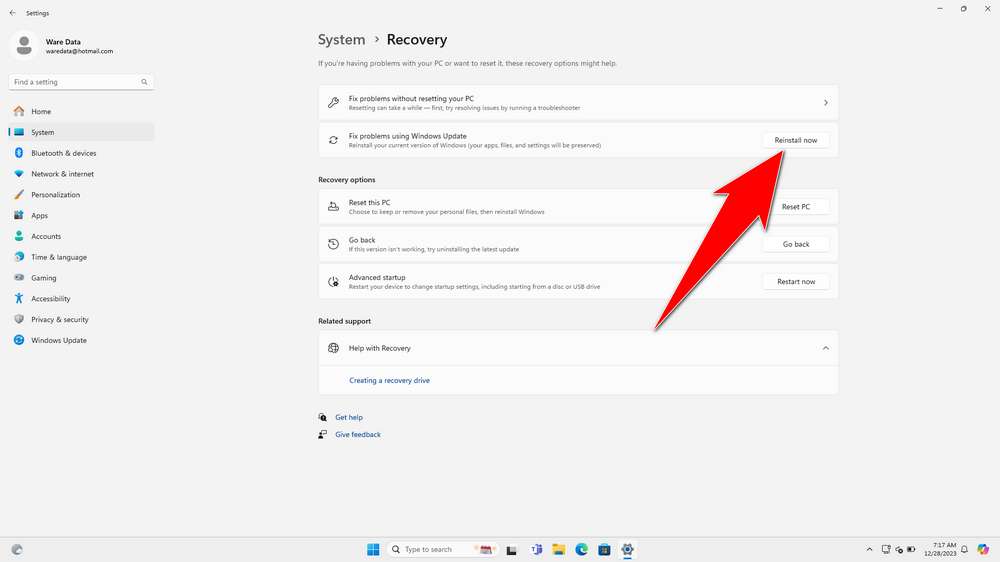 Windows 11 Introduce New Features in Recovery Method